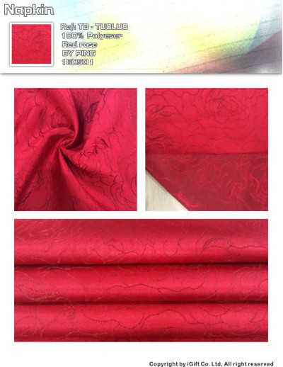 TB-TOLO 餐巾-紅色玫瑰花 餐飲布草  成份：100％POLYESTER 正面照